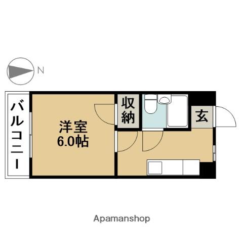 カーザビアンカⅠ(1K/2階)の間取り写真