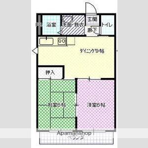サンシャインⅡ(2DK/2階)の間取り写真