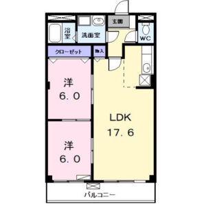 サザンウインドⅤ(2LDK/3階)の間取り写真