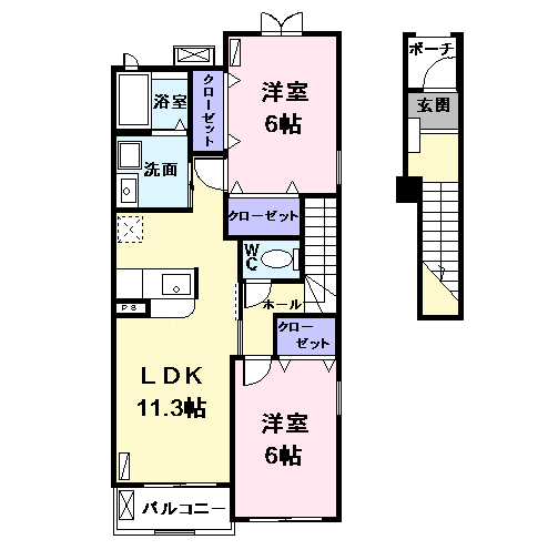 グリーンスプラウト(2LDK/2階)の間取り写真