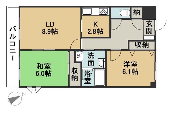 アルス末広(2LDK/3階)の間取り写真