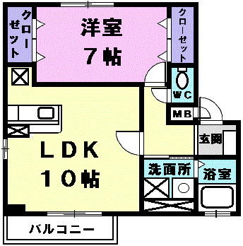 メノマーレⅡ(1LDK/2階)の間取り写真