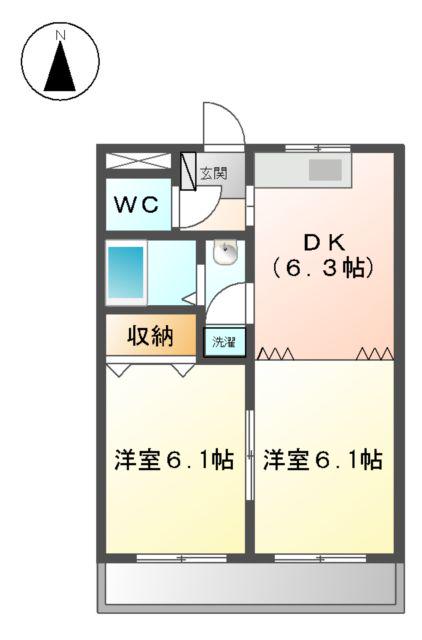 コンフォール21(2DK/1階)の間取り写真