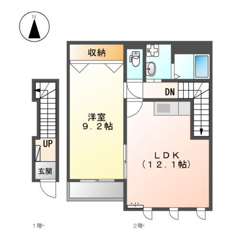 トロワ アンジェロ(1LDK/2階)の間取り写真