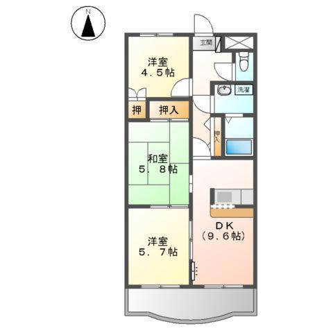 コンフォート雅(3DK/2階)の間取り写真