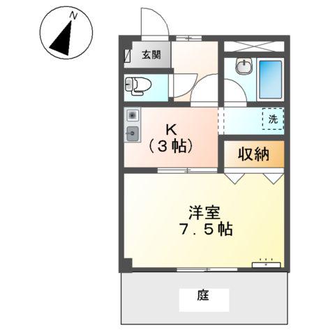 リヴィエール(1K/1階)の間取り写真