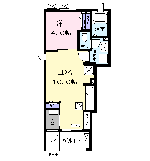 ジラソーレ(1LDK/1階)の間取り写真