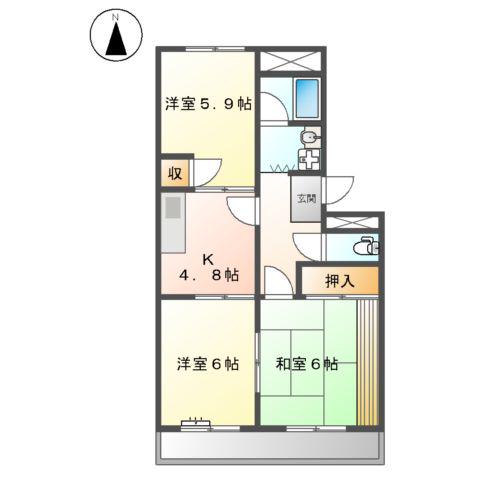 エクシード立込(3DK/2階)の間取り写真