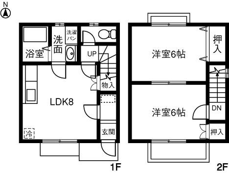 デュープレックス杉彦(2DK)の間取り写真