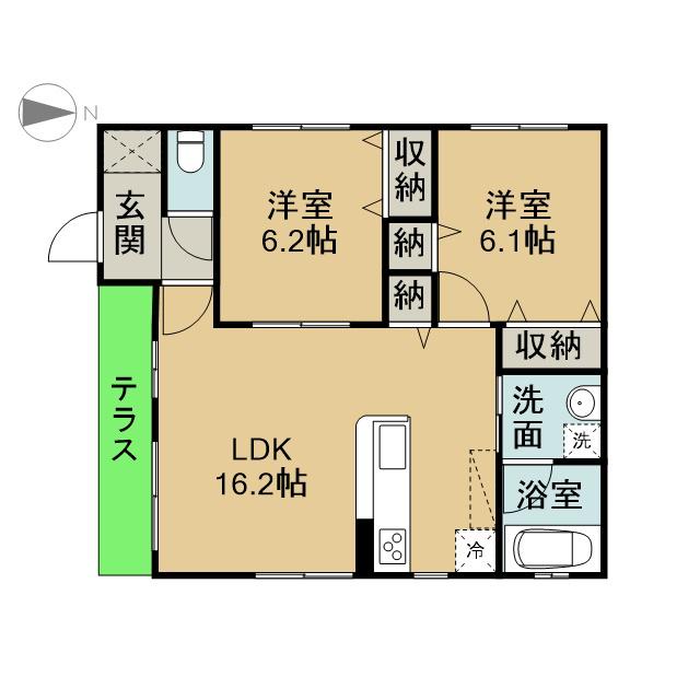 関西本線 蟹江駅 徒歩24分 1階建 築9年(2LDK)の間取り写真