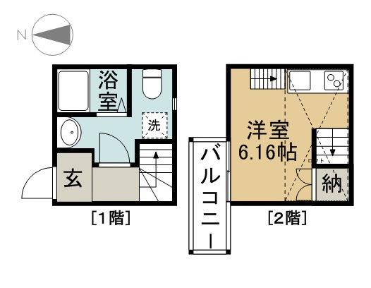アースクエイク上条B棟(ワンルーム/1階)の間取り写真