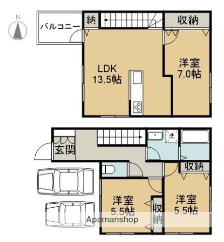 名鉄津島線 木田駅 徒歩2分 2階建 築7年(3LDK)の間取り写真