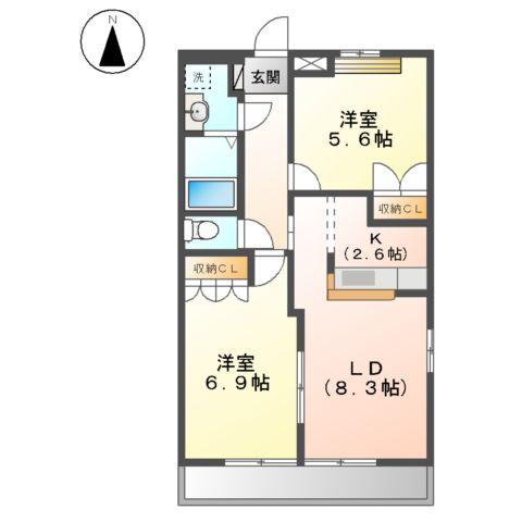 エターナルS(2LDK/2階)の間取り写真