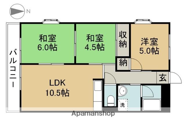 ハイネスマツウラ(3LDK/2階)の間取り写真