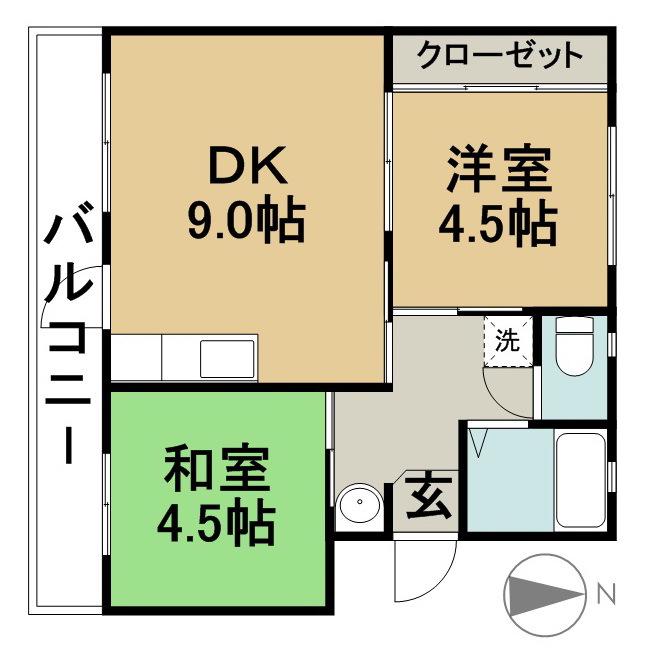 二村ビル(2DK/3階)の間取り写真