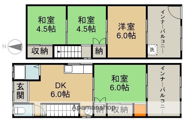 ＪＲ東海交通城北線 尾張星の宮駅 徒歩9分 2階建 築48年(4DK)の間取り写真