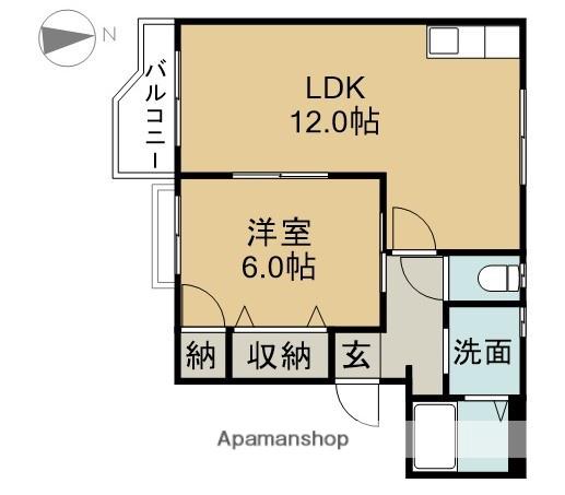 アトウレユタカ A棟(1LDK/1階)の間取り写真