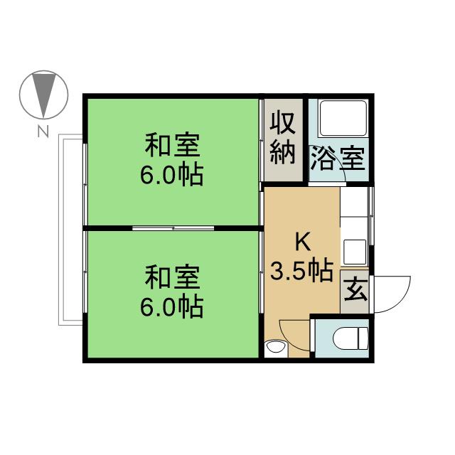 長生荘(2K/2階)の間取り写真