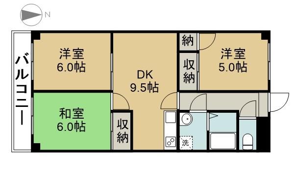 サンモール西鳥(3DK/2階)の間取り写真
