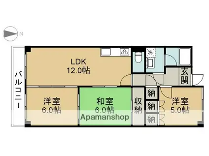 一光ハイツ第2七宝(3LDK/2階)の間取り写真