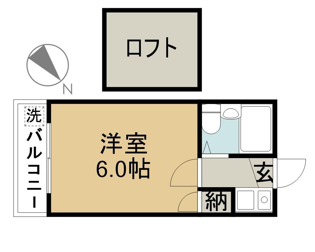 ショウコウ下小田井(1K/2階)の間取り写真