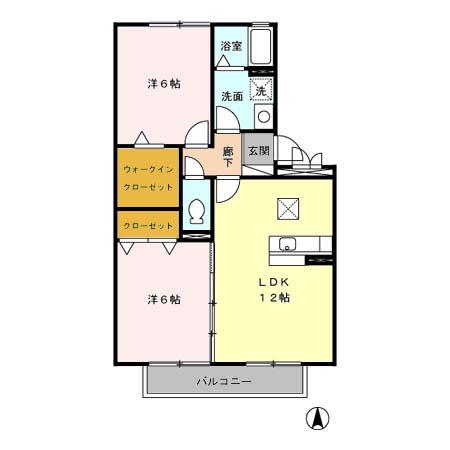 ヴィラ・ローザ(2LDK/1階)の間取り写真