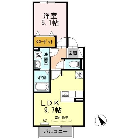 クータウン(1LDK/2階)の間取り写真