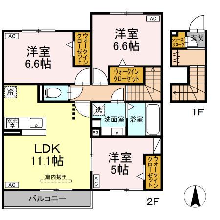 グランメゾンE(3LDK/2階)の間取り写真
