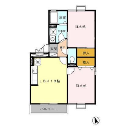 プレミアムシャトー(2LDK/2階)の間取り写真