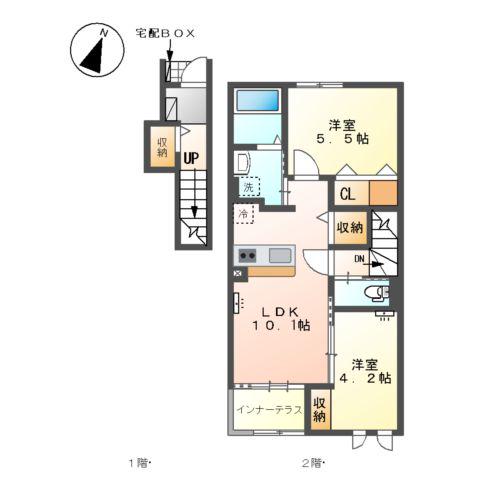 ガジュマル(2LDK/2階)の間取り写真