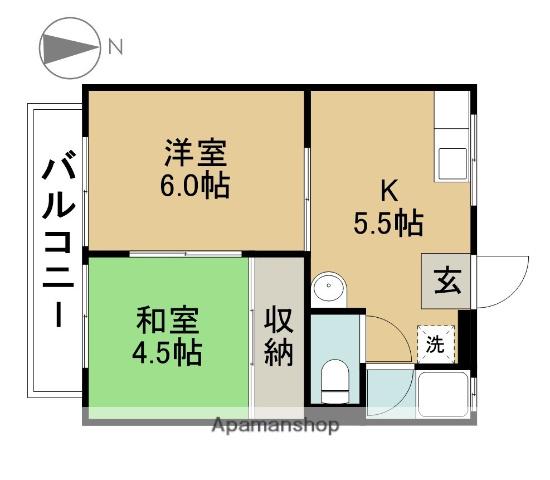 グリーンコーポ蟹江A棟(2K/2階)の間取り写真
