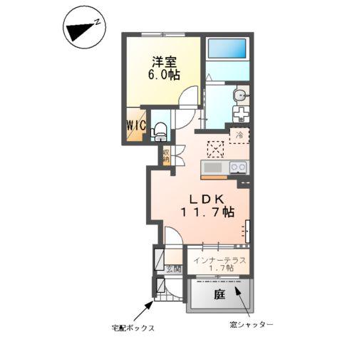 名鉄尾西線 日比野駅(名鉄) 徒歩14分 2階建 築1年(1LDK/1階)の間取り写真