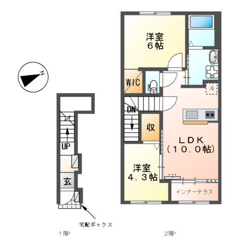名鉄尾西線 日比野駅(名鉄) 徒歩14分 2階建 築1年(2LDK/2階)の間取り写真