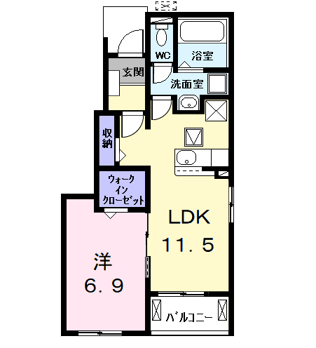 カーサ・セレーノ(1LDK/1階)の間取り写真