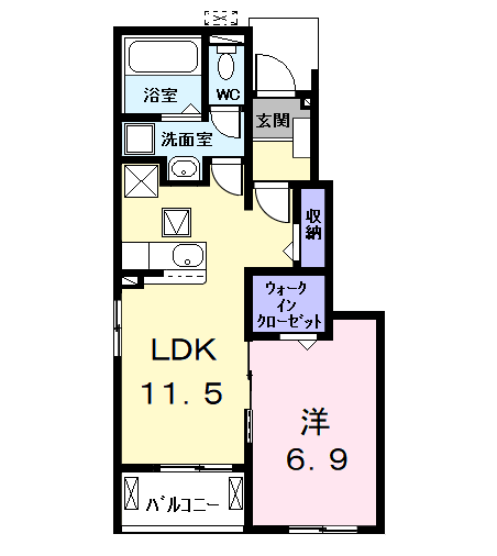 カーサ・セレーノ(1LDK/1階)の間取り写真
