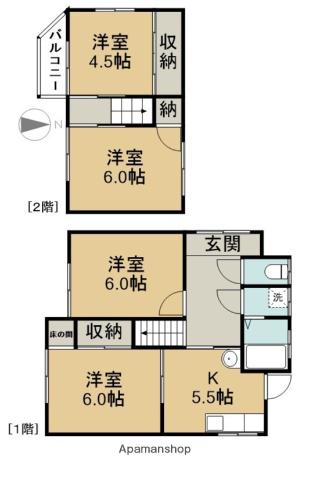 名鉄尾西線 日比野駅(名鉄) 徒歩19分 2階建 築50年(4K)の間取り写真