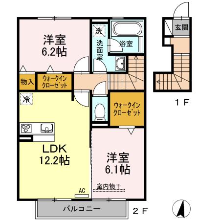 プログレス(2LDK/1階)の間取り写真