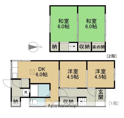 名鉄津島線 木田駅 徒歩33分 2階建 築58年(4DK)の間取り写真