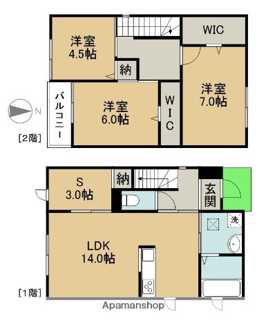 名鉄津島線 甚目寺駅 徒歩5分 2階建 新築(3SLDK)の間取り写真