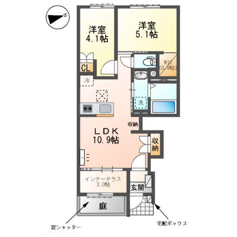 津島市神守町アパート(2LDK/1階)の間取り写真