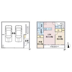 GCOLOR木田申尾(2LDK/2階)の間取り写真