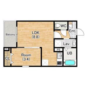 ジーメゾン清須グレイス(1LDK/2階)の間取り写真