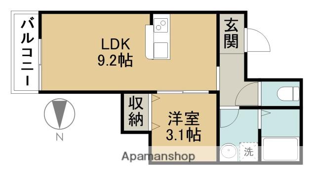 LECOCON甚目寺Ⅱ(1LDK/3階)の間取り写真