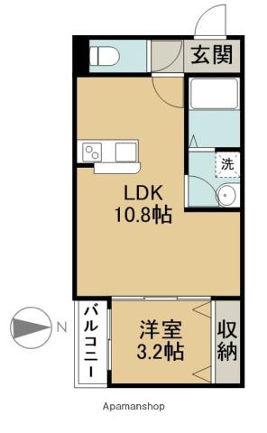 LECOCON甚目寺Ⅱ(1LDK/1階)の間取り写真