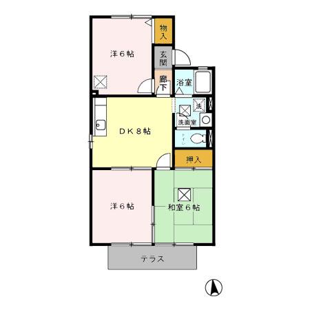 ドミール津島 A棟(3DK/1階)の間取り写真