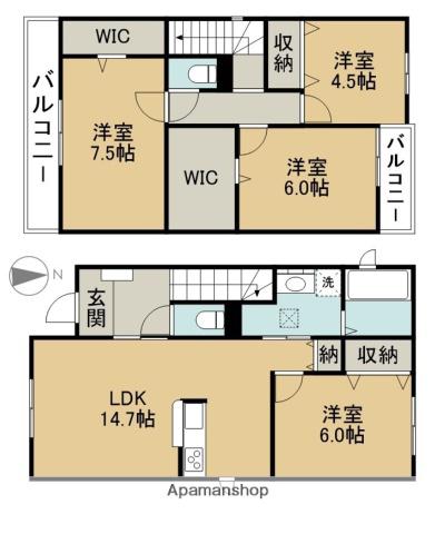 名鉄津島線 甚目寺駅 徒歩20分 2階建 新築(4LDK)の間取り写真