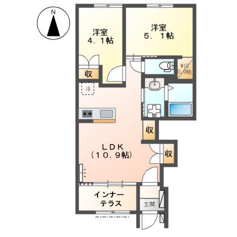 グルーヴィⅡ(2LDK/1階)の間取り写真