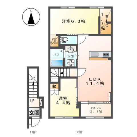 グルーヴィⅡ(2LDK/2階)の間取り写真
