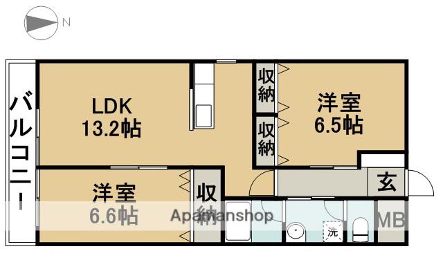 ガーデンヒルズ東須ヶ口(2LDK/3階)の間取り写真