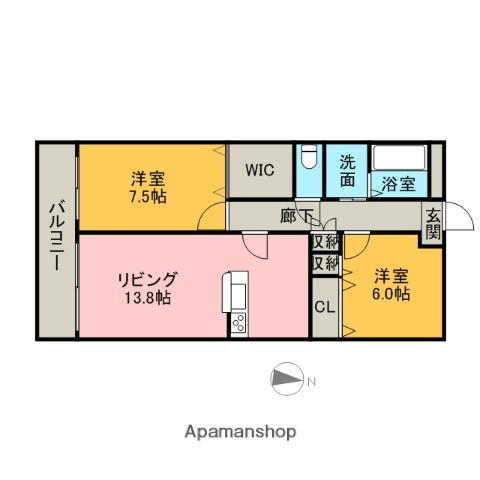 アニマート(2LDK/2階)の間取り写真